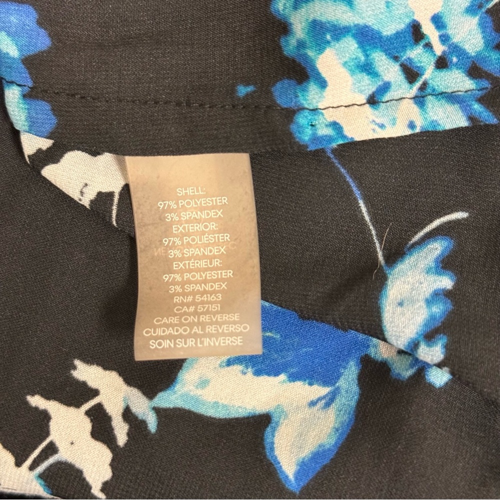 Calvin Klein Blue Floral Sleeveless Blouse Black XL Office Casual Tank Top - Picture 6 of 8